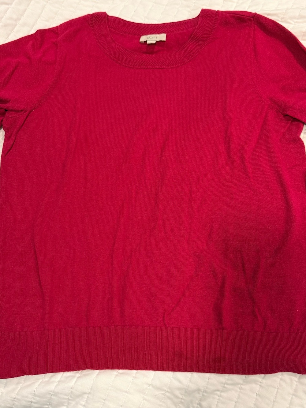 Women’s Loft Pink Crewneck Sweater with Edge Design
